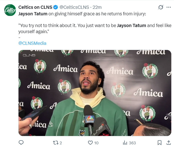 塔图姆复出低迷绿凯遭森林狼双杀 球员坦言心理